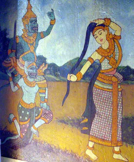 Mae Thrani sur une peinture au cambodge.