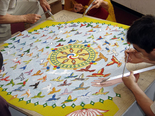 Mandala tibétain en sable.