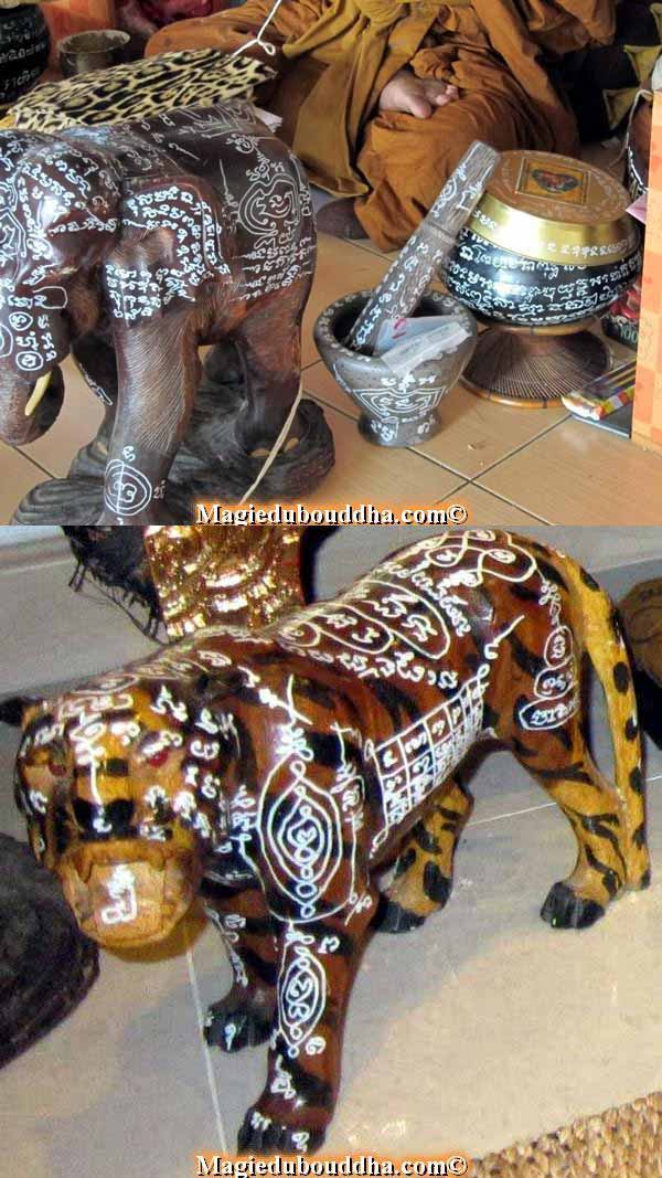 objets décorés de symboles yant