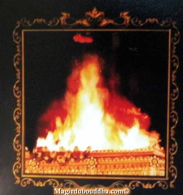 Bouddha miraculeux dans les flammes.